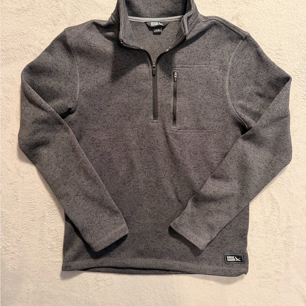 Eddie Bauer Men's Dark Gray Half-Zip Fleece Pullover
